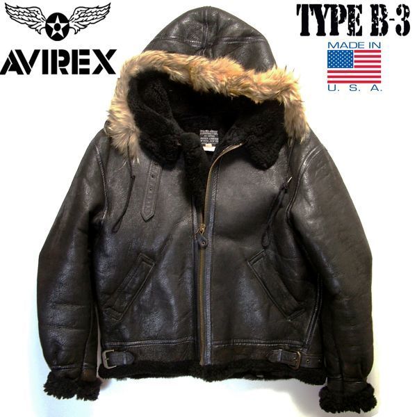 USA製 アヴィレックス【AVIREX】B-3フライトジャケット 黒 38-