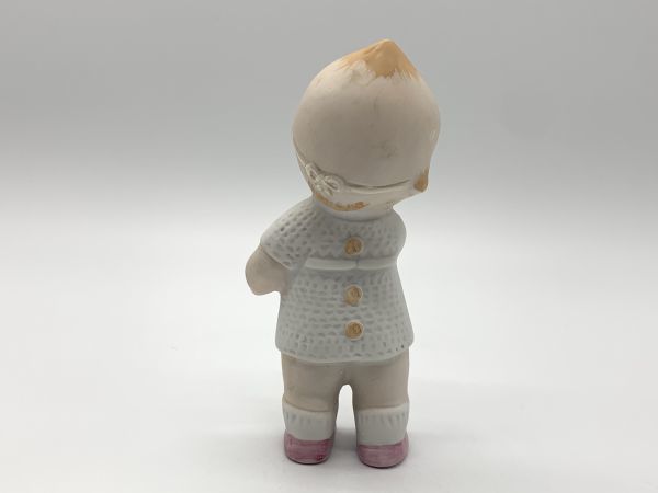 【ビスクドール】昭和初期　デッドストック品　SHACKMAN『白いドレスのキューピー人形』　日本製陶器人形　　定形外可　L0805A_画像4