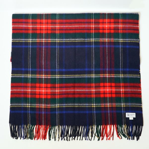 都内で カシミヤ大判ストール ネイビースチュワート Johnstons
