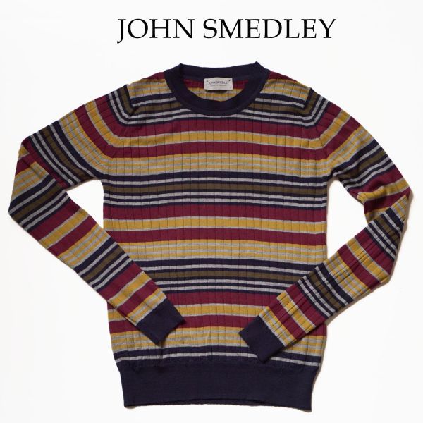 独特な ジョンスメドレー JOHN 221122-81 ネイビーマルチボーダー リブニット レディース スメドレー ジョン SMEDLEY セーター