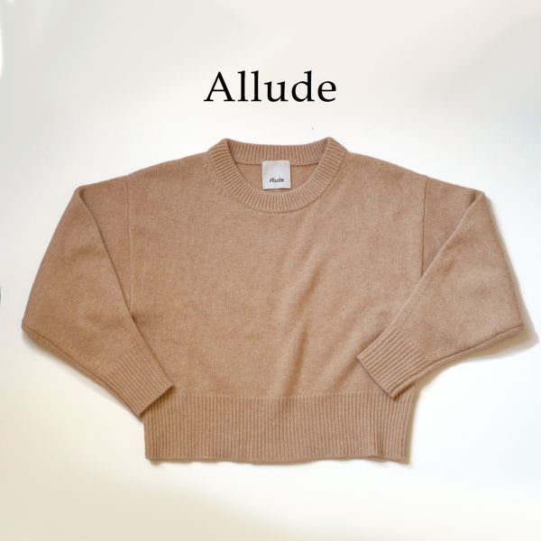 アリュード Allude カシミヤ ベージュ キャラメル クルーネック