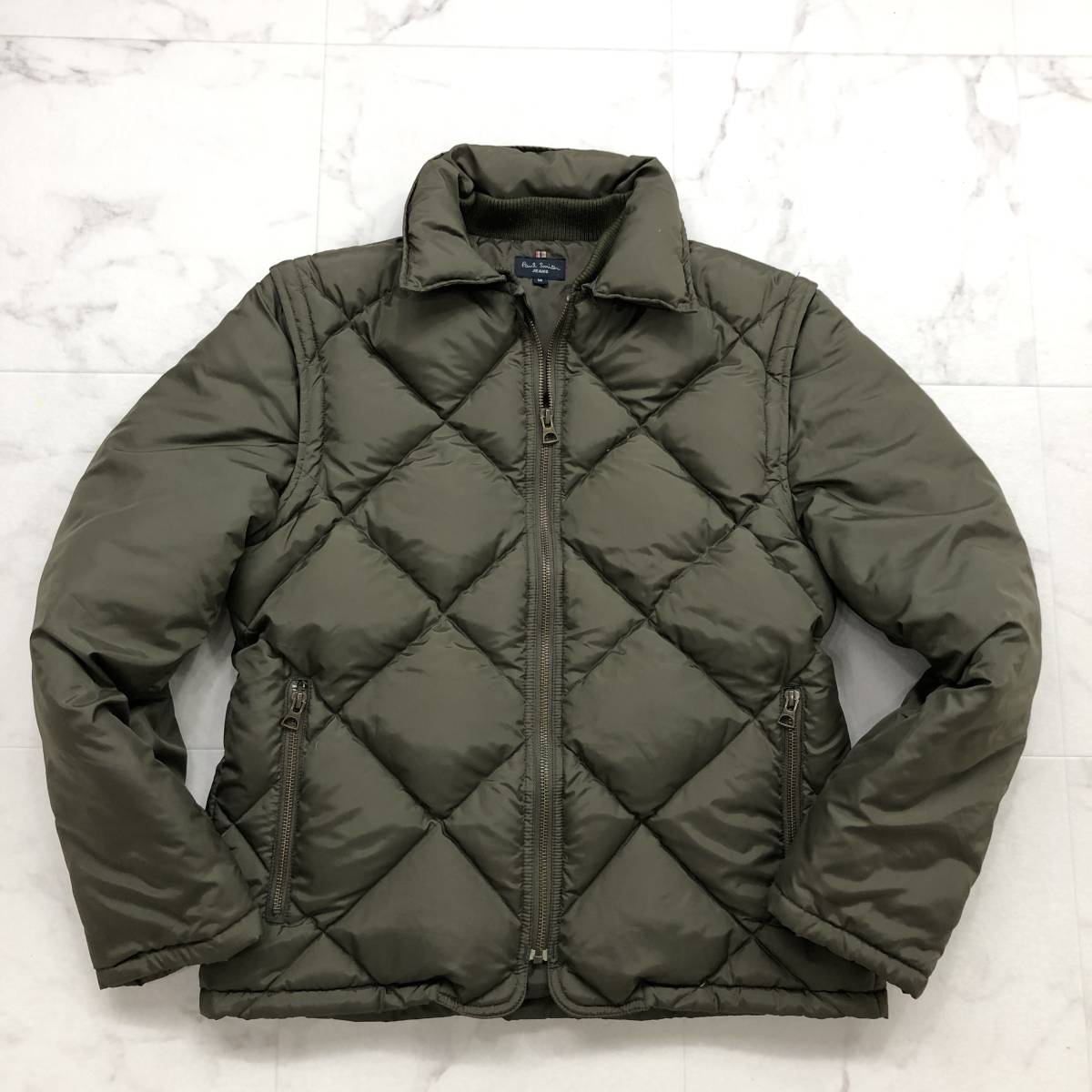極美品 人気ポールスミスジーンズ【Paul Smith JEANS】ダウンジャケット メンズ M 極暖 保温性 冬 アウター フェザー キルティング 8G6