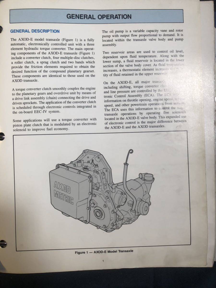  maintenance manual ford Ford AXODE Transmission ①