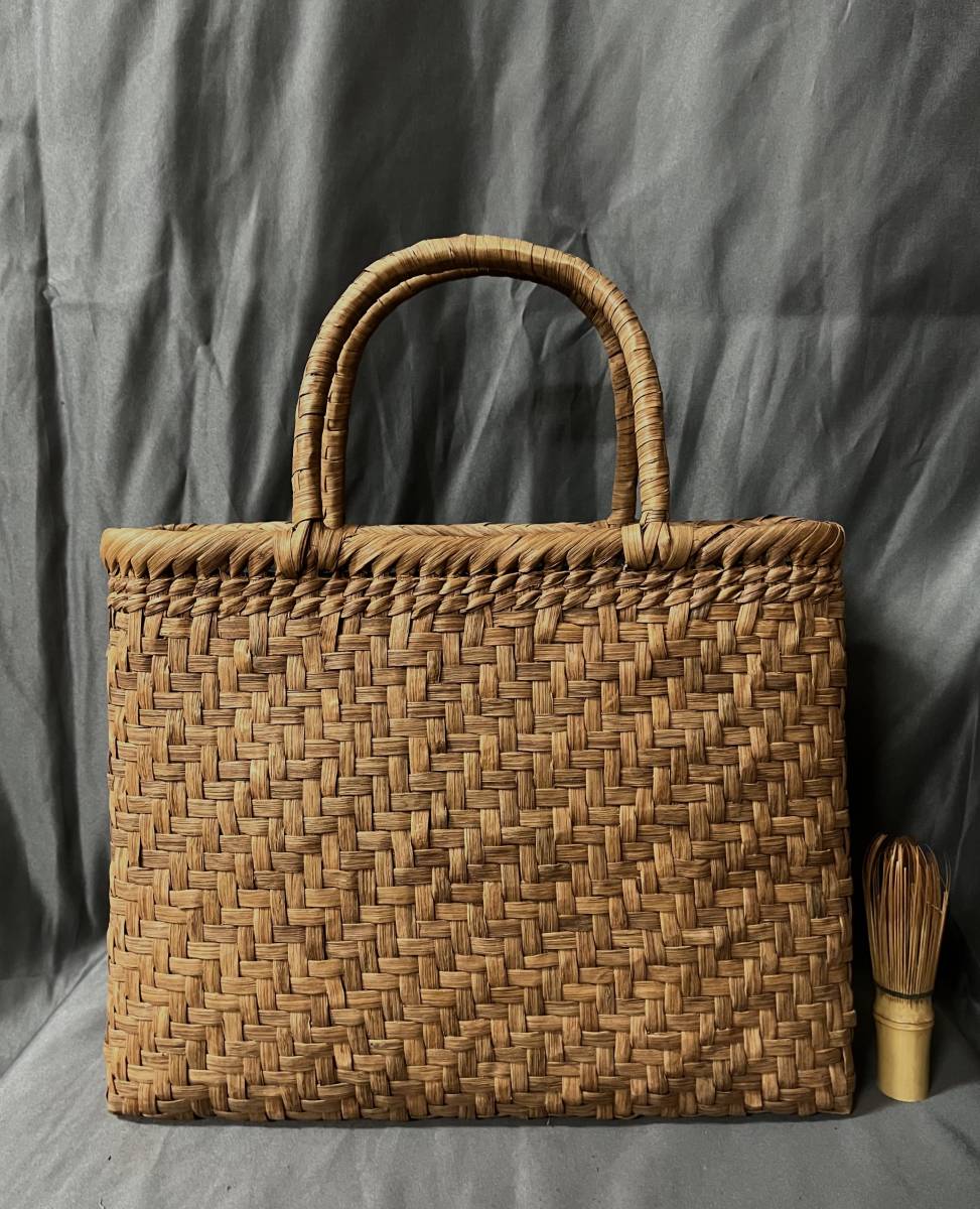 白川郷 国産蔓使用 サイズL 匠の技 職人手編み 網代編み 山葡萄籠バッグの画像2