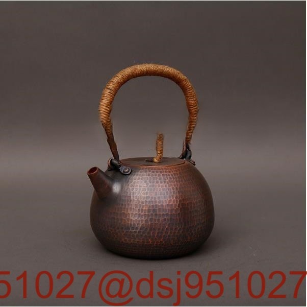人気ショップ 銅器 純紫銅 ティーポット手彫り銅壺 1.35L 純銅 提梁壷