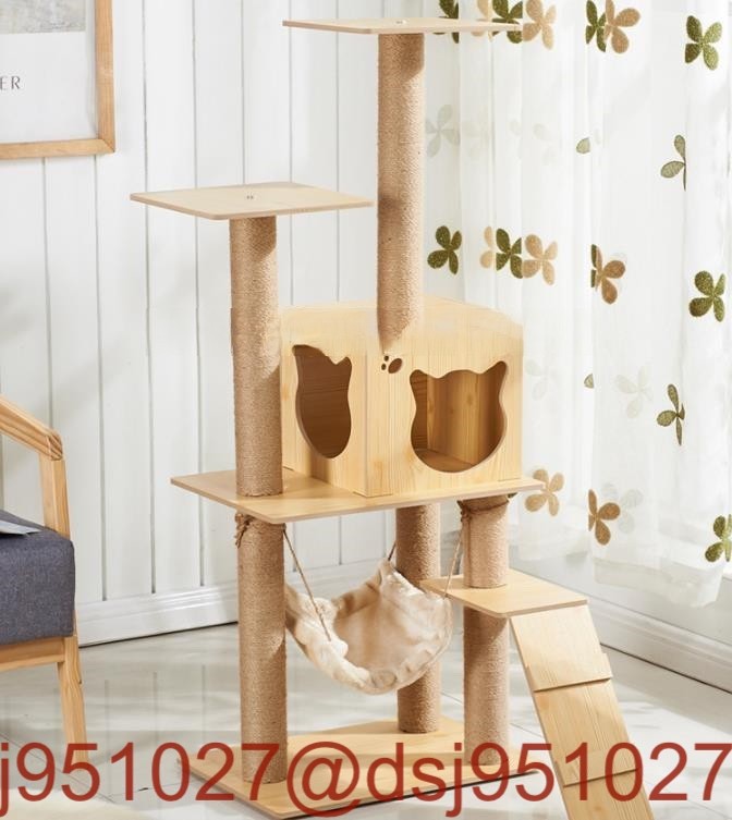 キャットタワー 木製 階段 梯子 キャットハウス 猫ベッド 隠れ家 猫タワー 爪研ぎ 猫おもち 全高135cm 運動不足ストレス解消