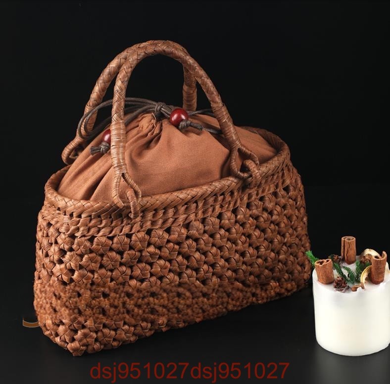 ●日本正規品● 手編み バスケット 籐かご 山葡萄 かごバッグ 籠バッグ バスケット、籐かご