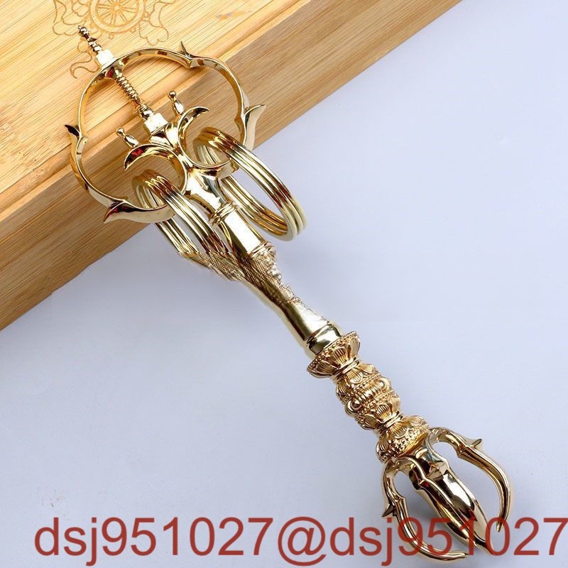 密教法具 寺院用仏具」 錫杖 しゃくじょう 銅製仏具 高さ23.5cm