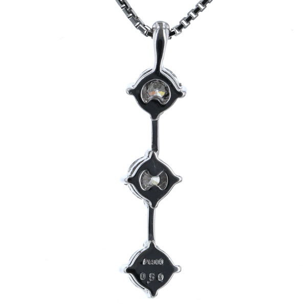 Pt900 Pt850 プラチナ ネックレス ダイヤモンド0.50ct ラウンド 3連