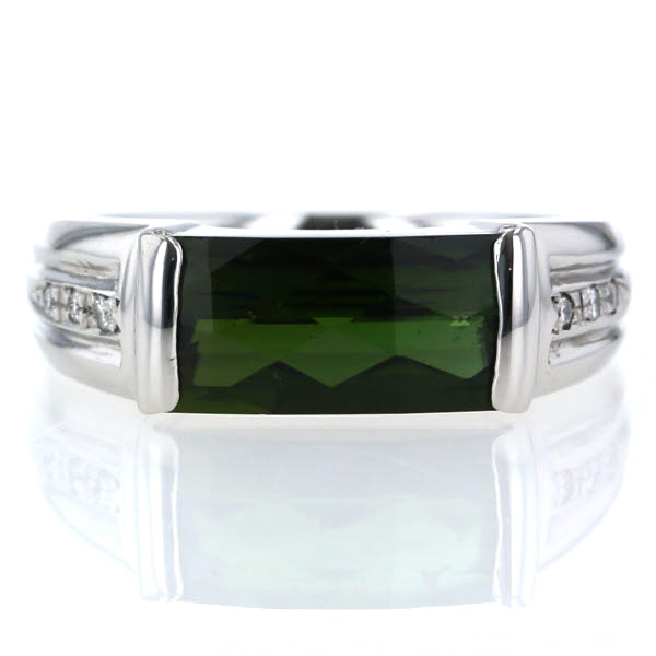 Pt900 プラチナ リング グリーントルマリン3.09ct ダイヤモンド0.04ct