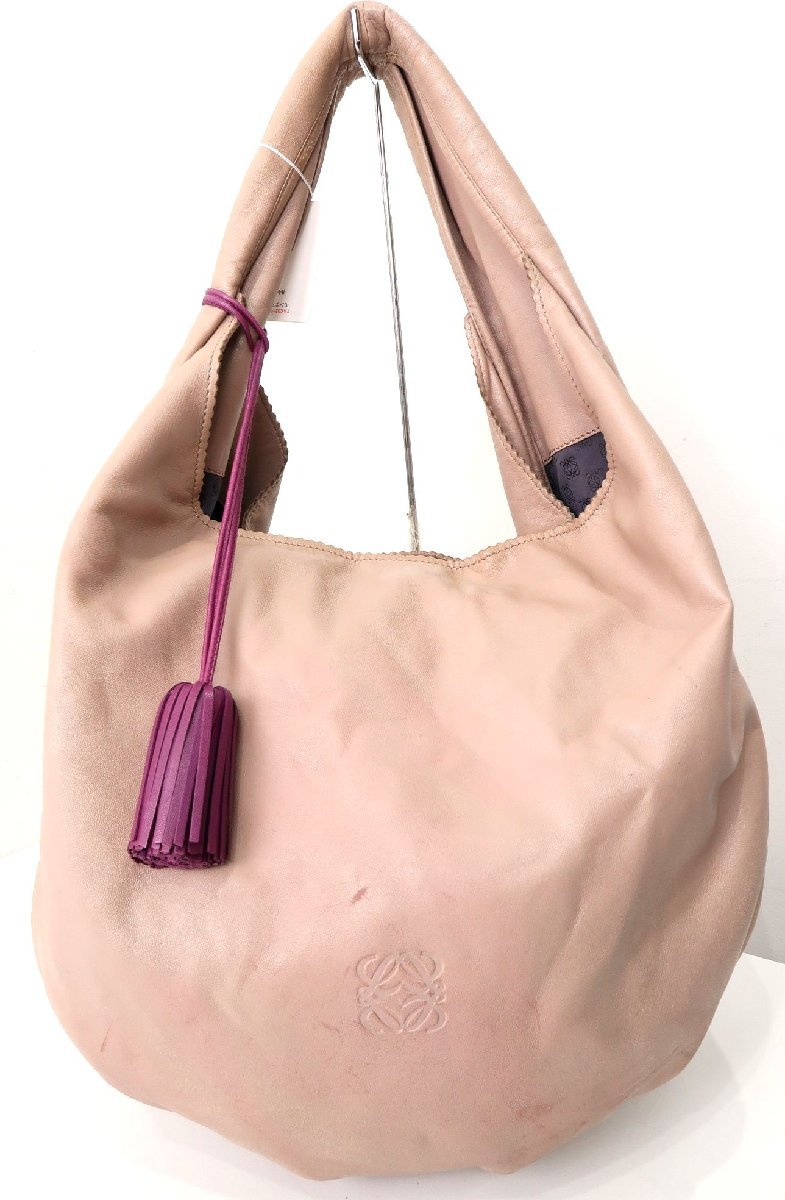 未使用品】 ロエベ グレー ショルダーバッグ フリンジチャーム付き
