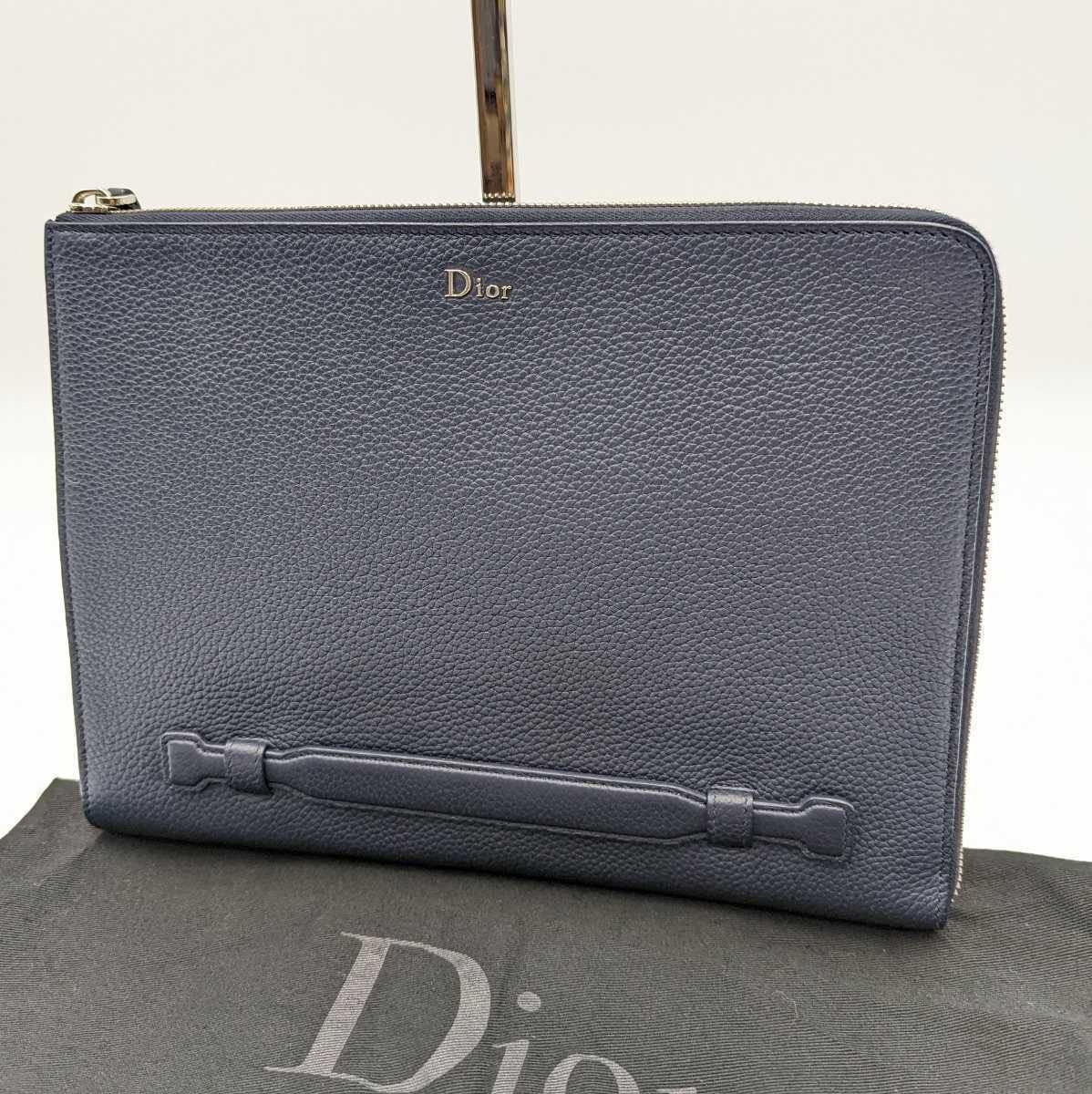 極美品 1円 ディオール　Dior　クラッチバッグ　セカンドバッグ　レザー　革　美品 ネイビー_画像1