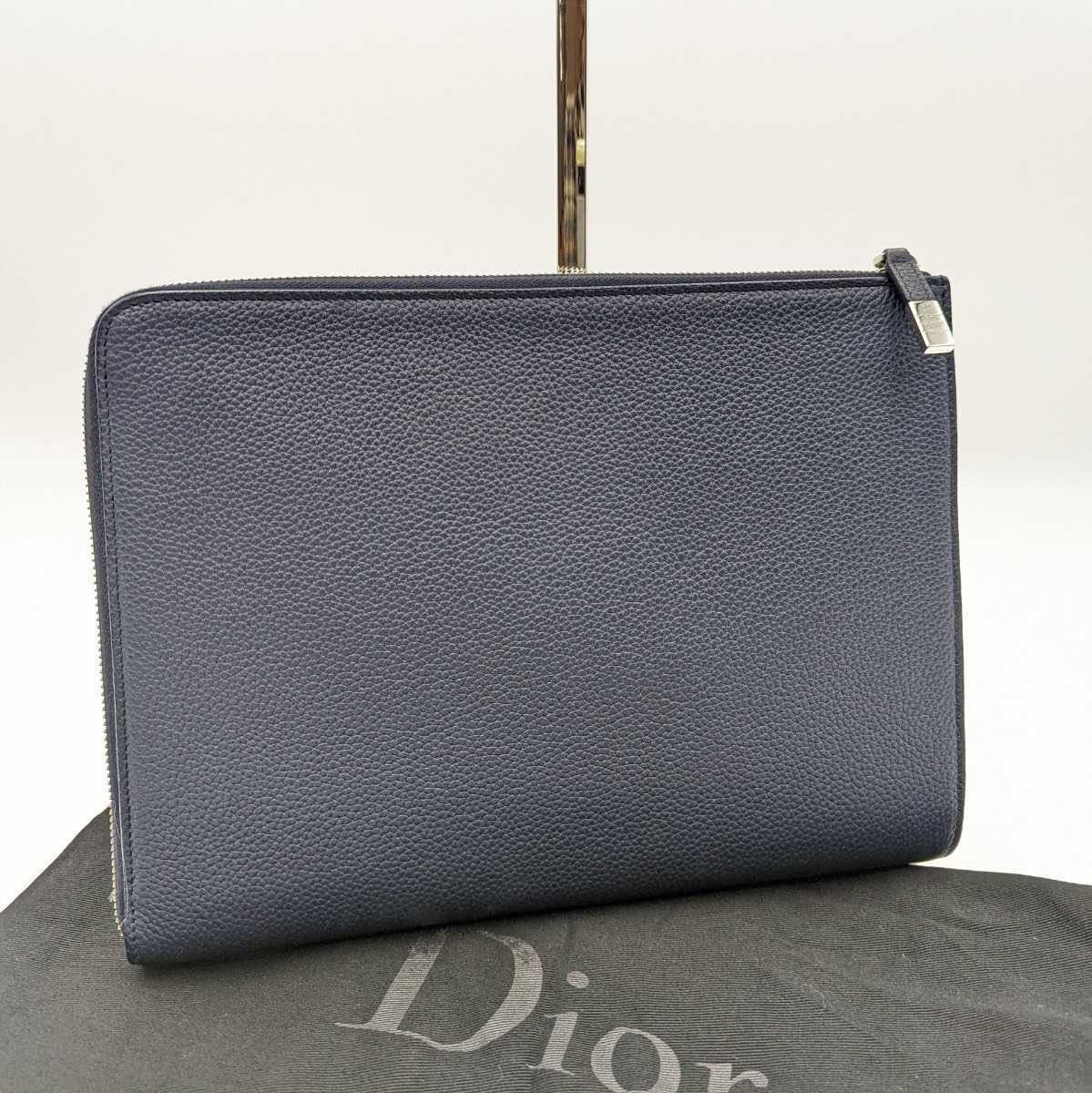 極美品 1円 ディオール　Dior　クラッチバッグ　セカンドバッグ　レザー　革　美品 ネイビー_画像2