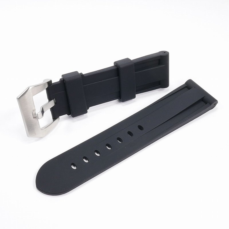 SALE/57%OFF】 パネライ対応 互換ラバーベルト ブラック 24mm ピン