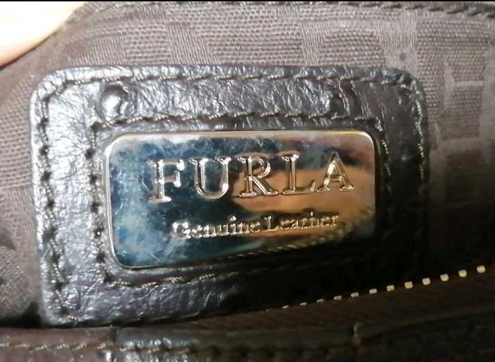 極美品★フルラ★FURLA★バッグ★レザー★茶色★オーストリッチ★型押し★無地★ハンドバッグ★牛革★本革★ダークブラウン★肩掛け