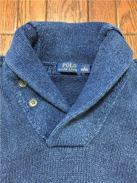 [宅送] ブルー S セーター ショールカラー ＲａｌｐｈＬａｕｒｅｎ Ｐｏｌｏ ラルフローレン ポロ ＲＬ インディゴ調 ニット １００％コットン セーター
