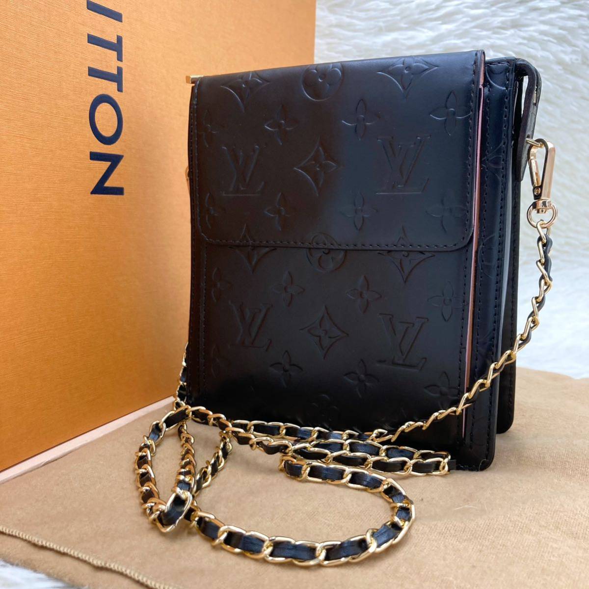 LOUIS VUITTON ルイヴィトン ヴェルニ モット モノグラム ショルダーバッグ ポーチ ビンテージ ヴィンテージ vintage ブラック  チェーン