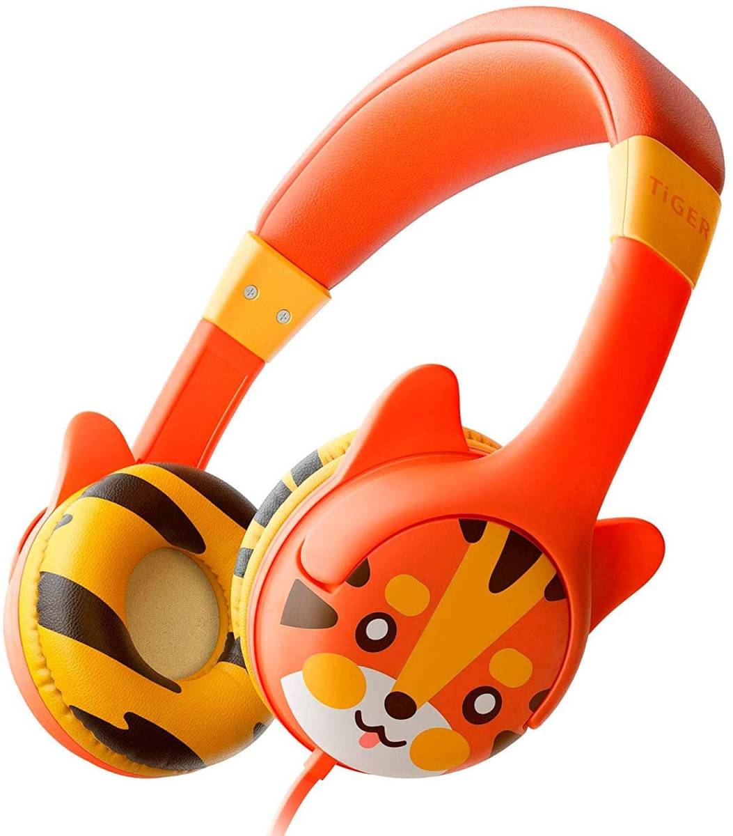 KidRox Tiger-Ear キッズ用ヘッドホン 85dB 音量制限 調節可能で安全な聴覚(中古品)