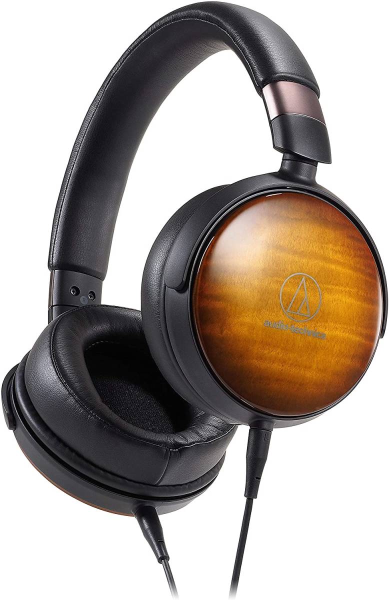 audio-technica ポータブルヘッドホン ハイレゾ音源対応 ウッドハウジング (中古品)