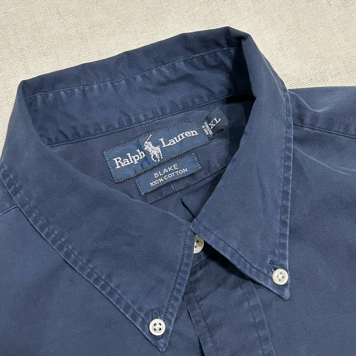 90’s 希少！ POLO by Ralph Lauren [BLAKE] B.Dシャツ XL ネイビー 濃紺 ボタンダウンシャツ ルーズフィット ワンポイント！_画像4