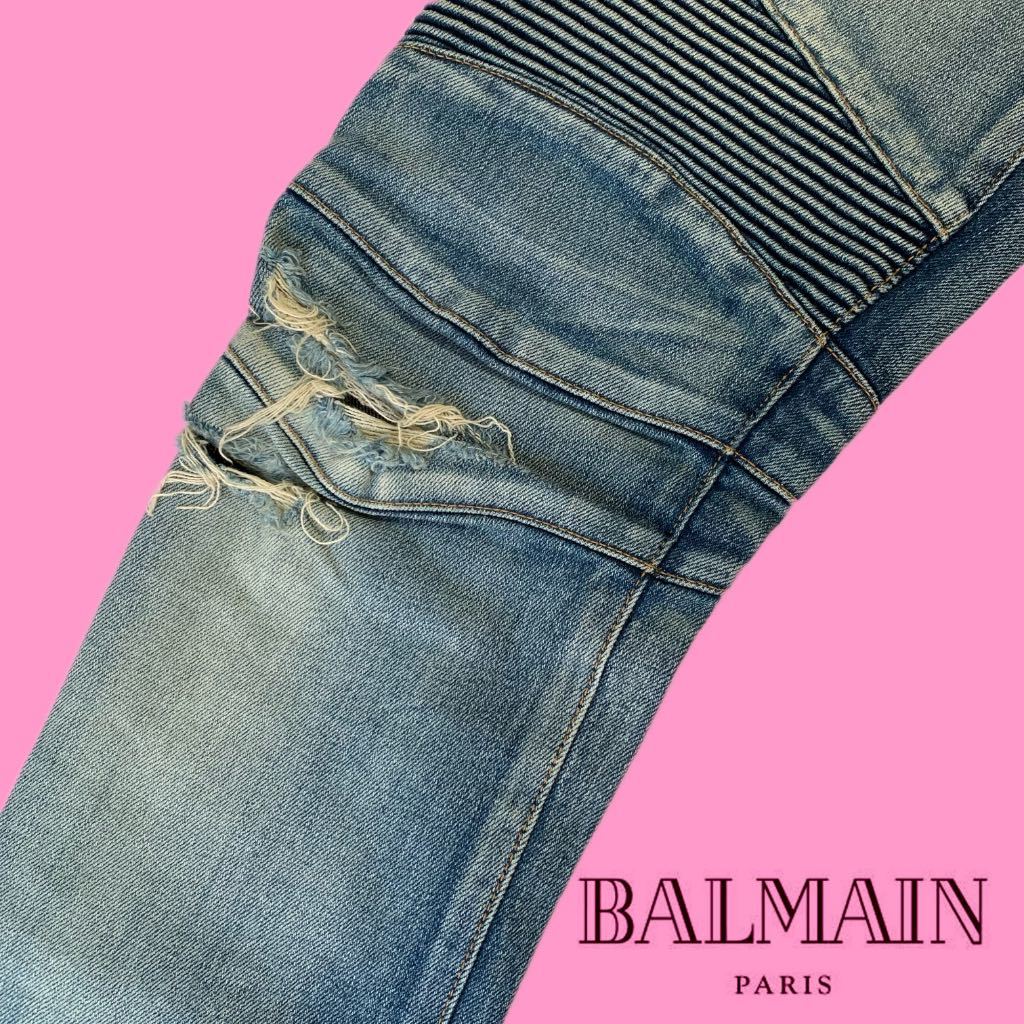 濃いピンク系統 【新品特価/定価13.7万円】BALMAIN バイカー ブルー