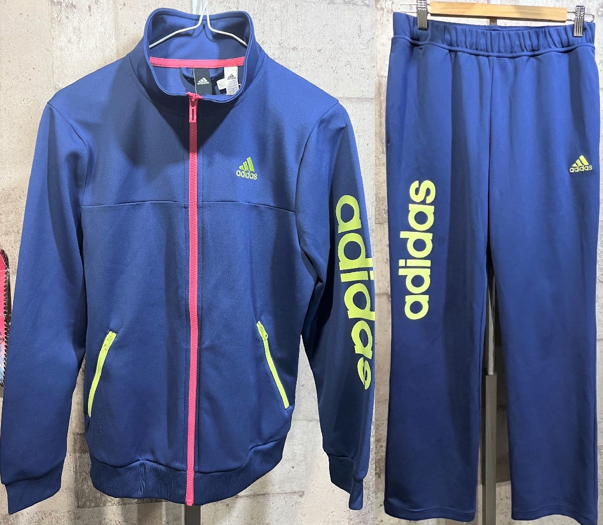 美品 レディース アディダス CLIMALITE パステルカラー ジャージ 上下セットアップ M adidas_画像1