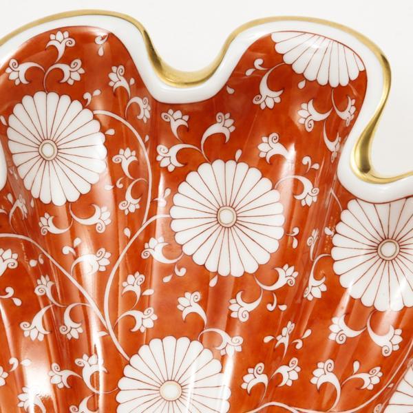 194: ヘレンド HEREND 赤地菊 シェルディッシュ 貝型 お皿　置物_画像8