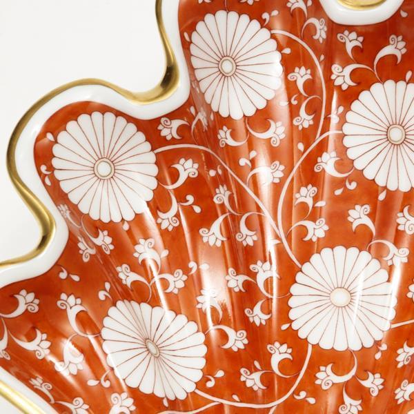 194: ヘレンド HEREND 赤地菊 シェルディッシュ 貝型 お皿　置物_画像7