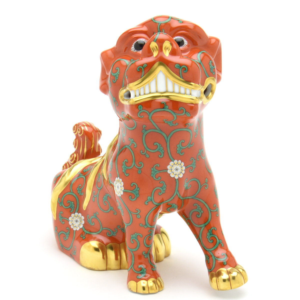 ヘレンド(Herend) こま犬(左足上げ) 西安の赤 こまいぬ 狛犬 手描き フィギュリン 置物 飾り物 ハンガリー製 新品