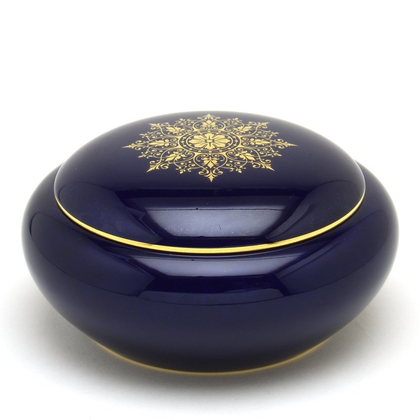 セーブル(Sevres) 蓋付きボックス メズィー ファットブルー 24K金彩装飾(No.69) ボンボン入れ 王者の青 フランス製 新品