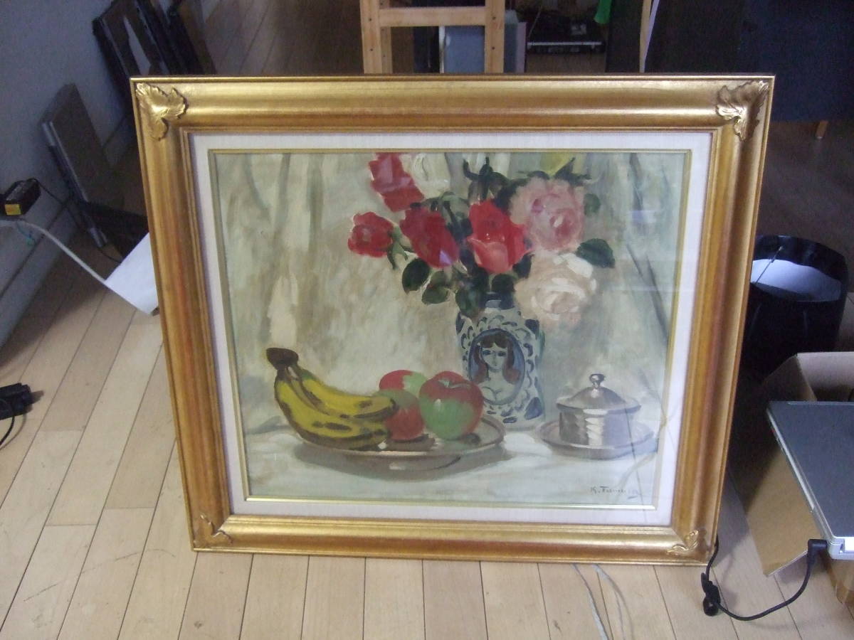定番から最新購入 西岡清史 卓上盛花 油絵 絵画 静物油彩 美術品