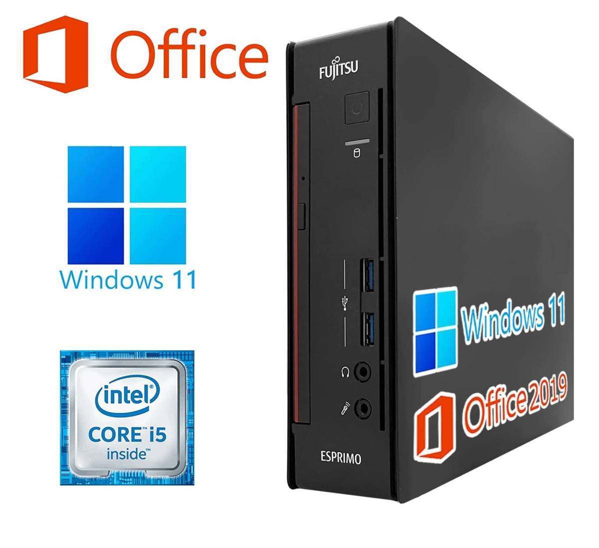 【サポート付き】富士通 Q556 Windows11 大容量SSD:1TB Core i5 大容量メモリー:8GB ミニPC Office2019