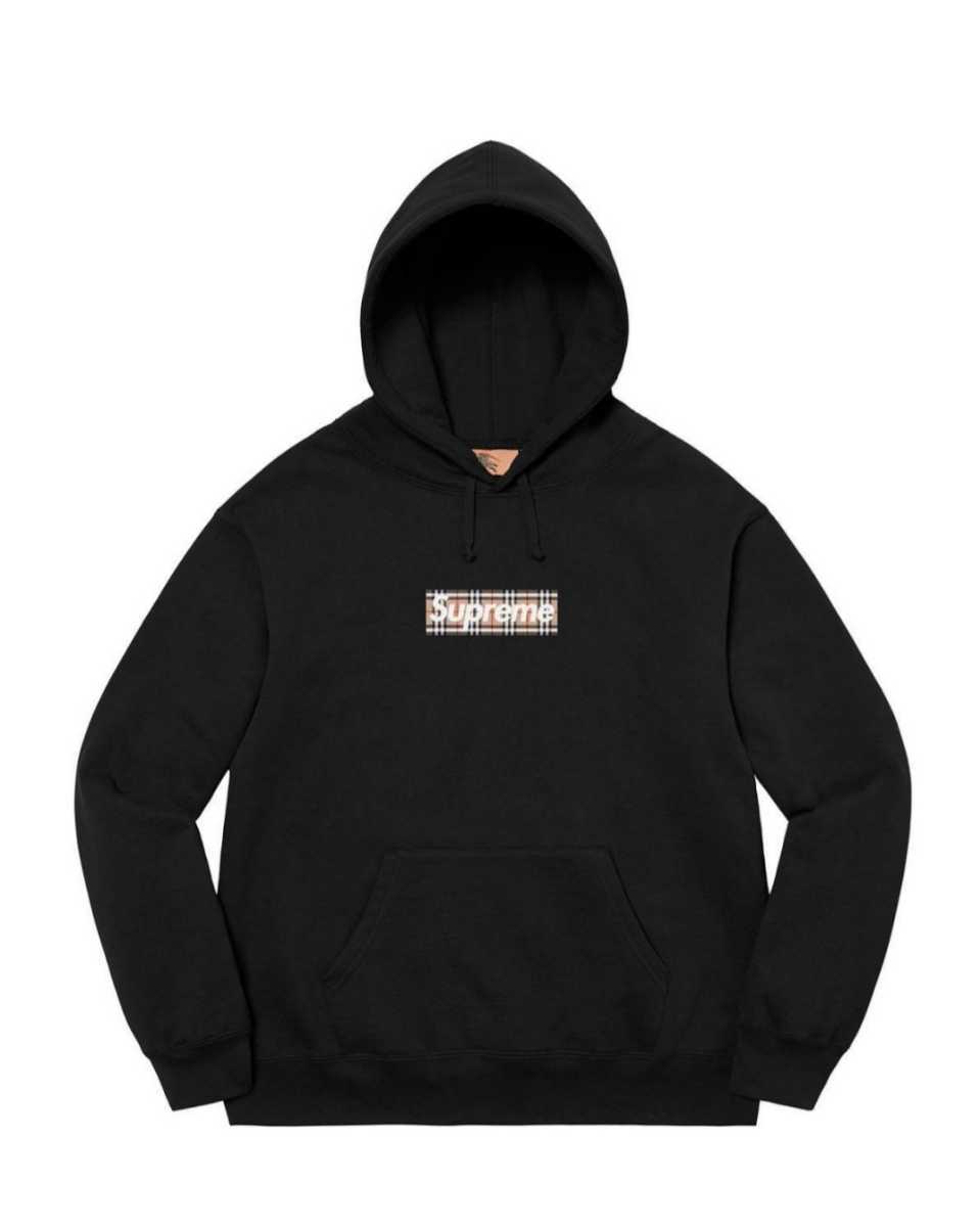 最も優遇の Supreme Burberry Sweatshirtカラー：BLACKサイズ：M Hooded Logo Box パーカ