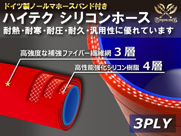 バンド付 シリコンホース ショート 同径 内径Φ65mm 赤色 ロゴマーク無し ラジエーター インタークーラー 接続 カスタム 汎用_画像4