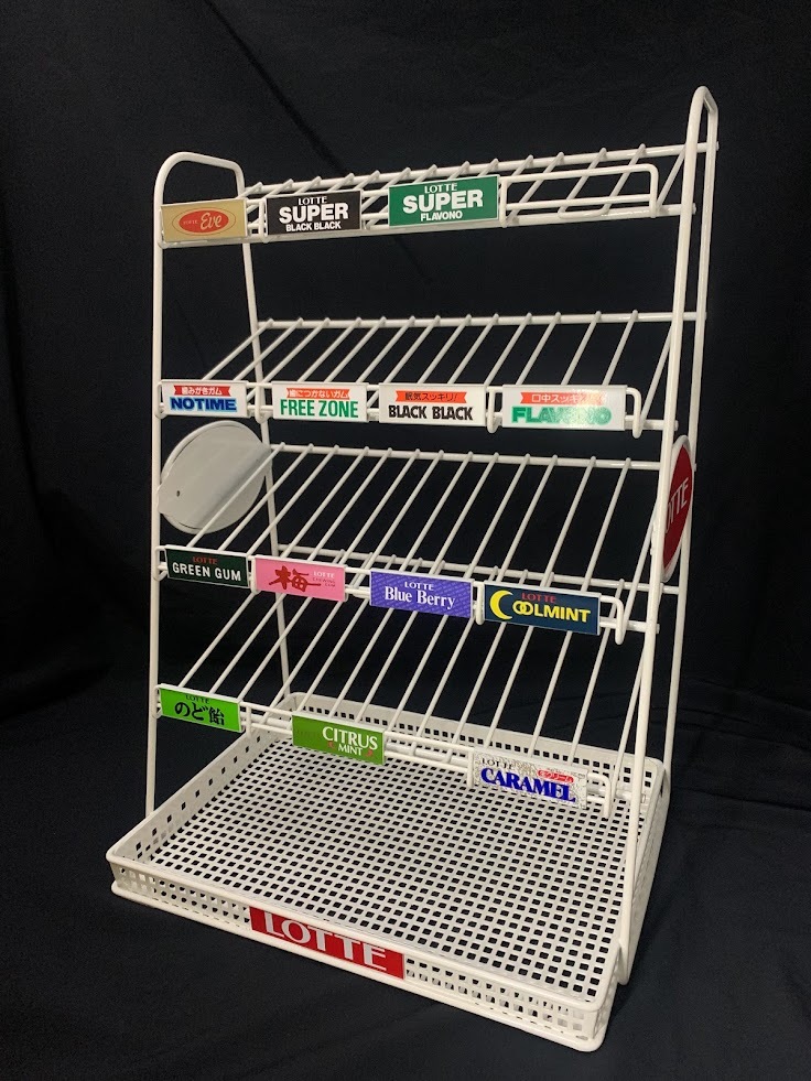 ベンチ 収納付 【レトロ】ロッテ ガム用 陳列棚 ラック 什器 非売品