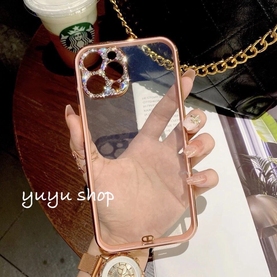 〈ピンク〉iphone12mini  キラキラストーンサイドカラースマホカバー