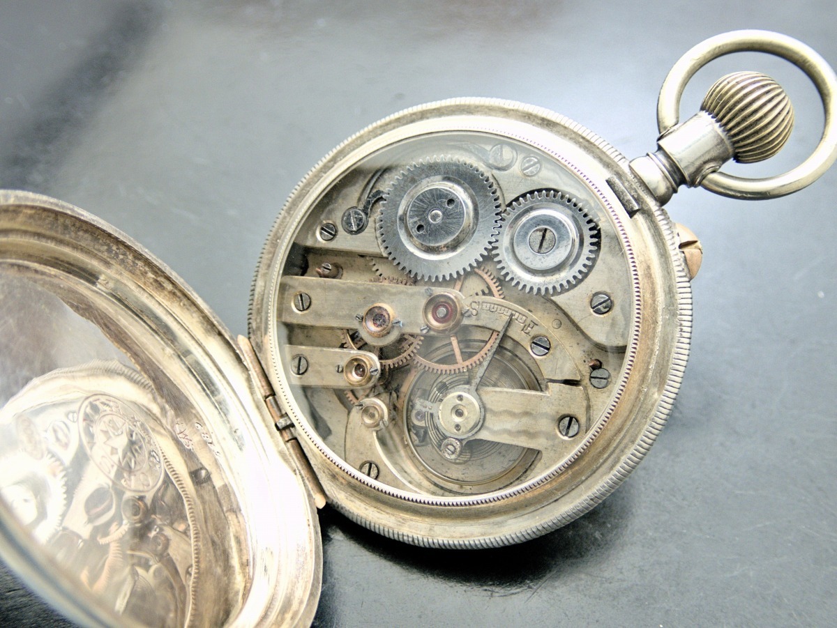 Nathan Weil 商館時計 銀無垢 懐中時計 1898-1906年 ブライトリングよりも2年早い1913年に腕クロノグラフを発売したメーカーの画像3