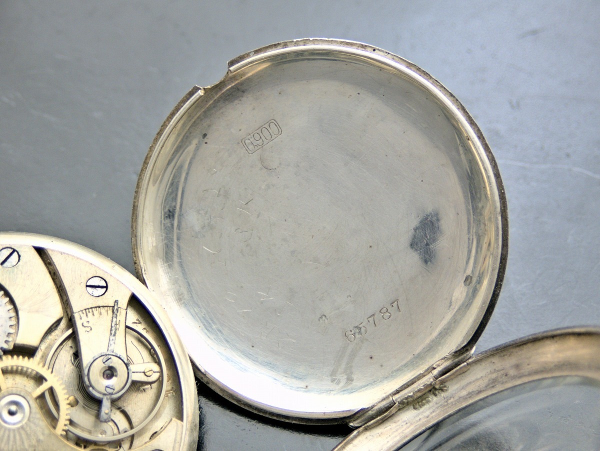 銀無垢 手彫り彫金 1915年3月頃製 精工舎 Seikosha 懐中時計 Saturn(Empireの別銘モデル) 専売側の画像6