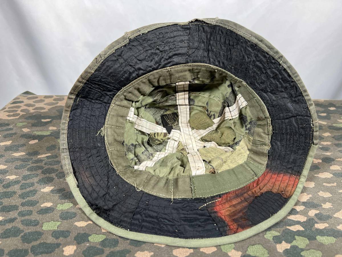 アメリカ軍 南ベトナム軍 TQLC VNMC シーウェーブパターン ブーニーハット ローカルメイド 実物 補修あり タイガーストライプの画像7