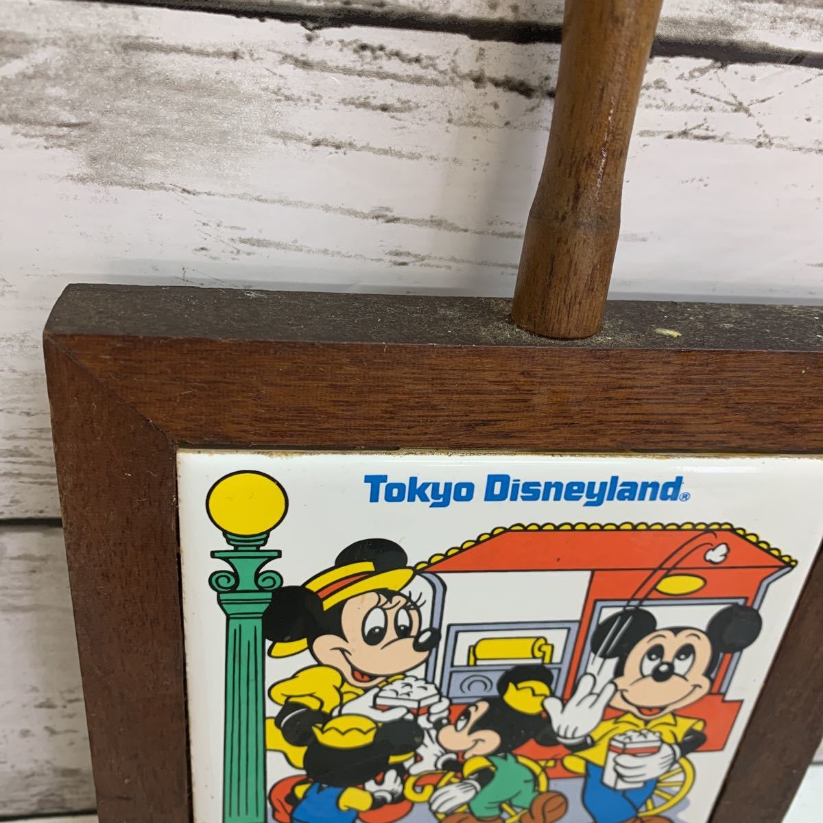 [ secondhand goods ] Disney Mickey minnie dishmat retro tile Tokyo Disney Land TDR that time thing Vintage Disney