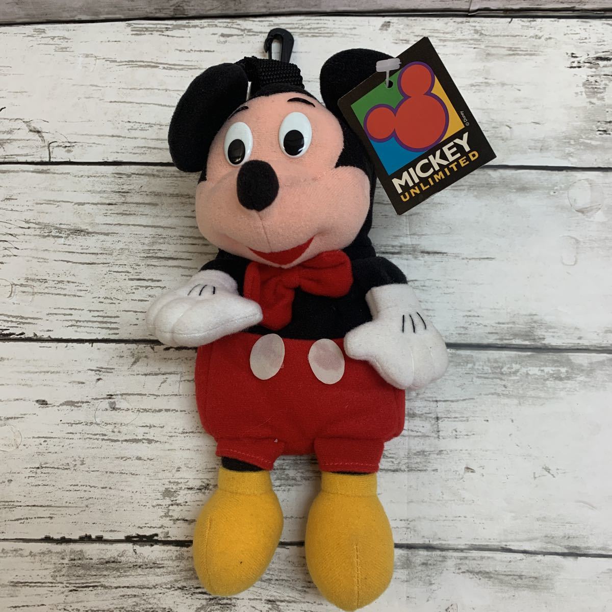 【長期保管品】レア ディズニー ミッキーマウス ぬいぐるみ ミニポーチ マスコット フック付き Disney Mikey Mouse トイ レトロ_画像1