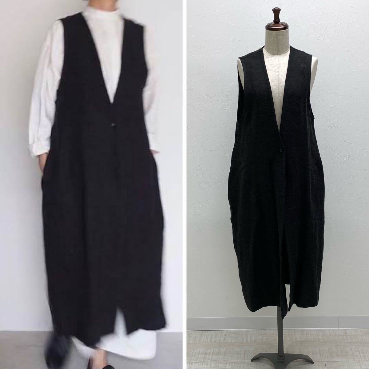 21aw 2021 RAI-ATELIER ライアトリエ linen wool long vest リネン ウール ロング ベスト サイズ FREE 定価38,500円_画像1