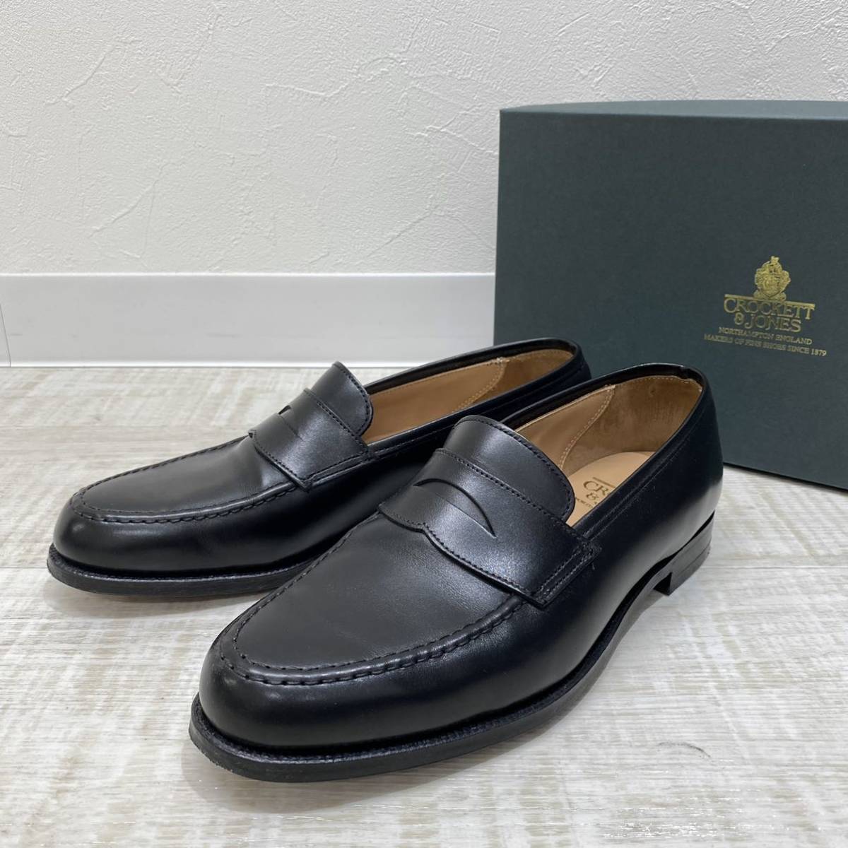 即日発送】 美品 CROCKETT＆JONES 1/2 6 サイズ BLACK ローファー