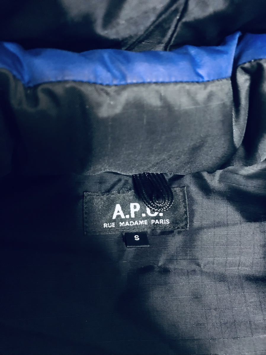 A.P.C. アーペーセー USA製 ダウンジャケット メンズ S ブルー　着脱フード付き クレセントダウンワークス APC made in usa グースダウン_画像6