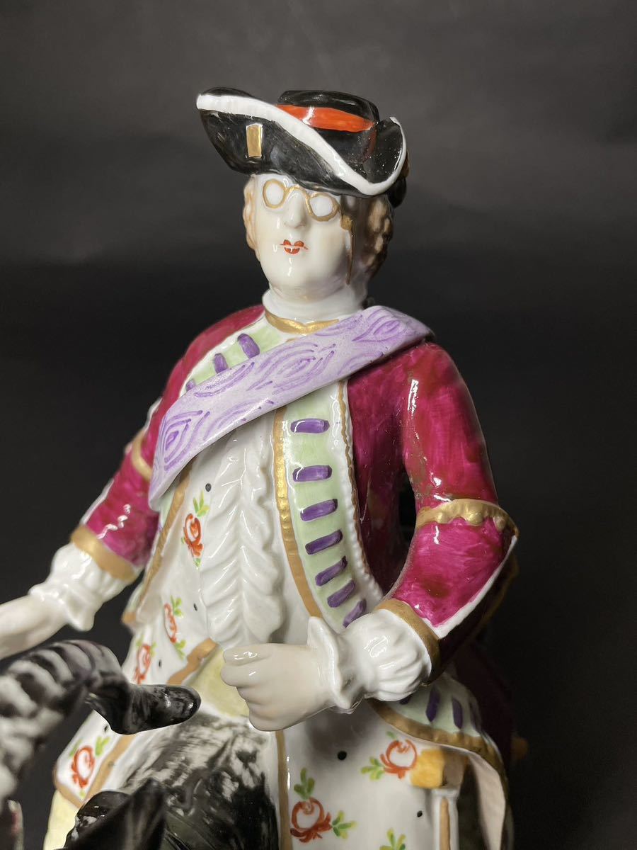 ジッツェンドルファ 置人形 一対 共箱 西洋陶器 貴族男女 1850年創業