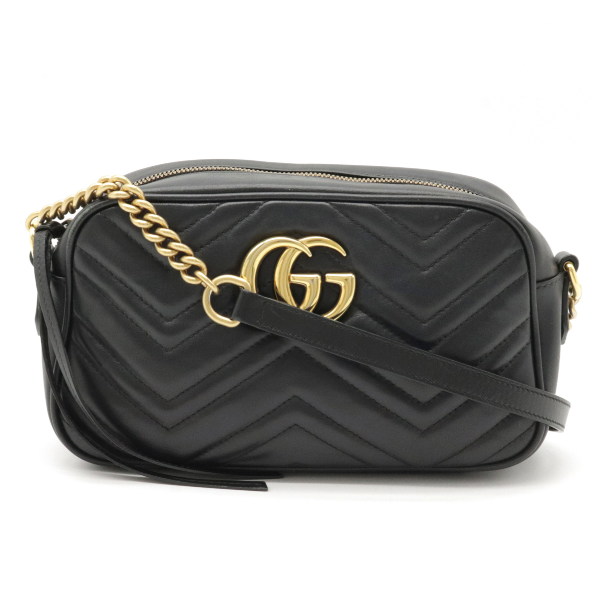 最安価格 GUCCI グッチ 黒 ブラック レザー キルティング チェーン