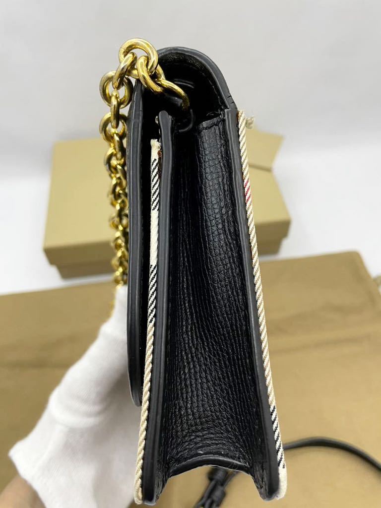 未使用品 バーバリー ロンドン 長財布 チェック×ブラック レディース メンズ チェーンウォレット 二つ折り財布 カバン ショルダーバック