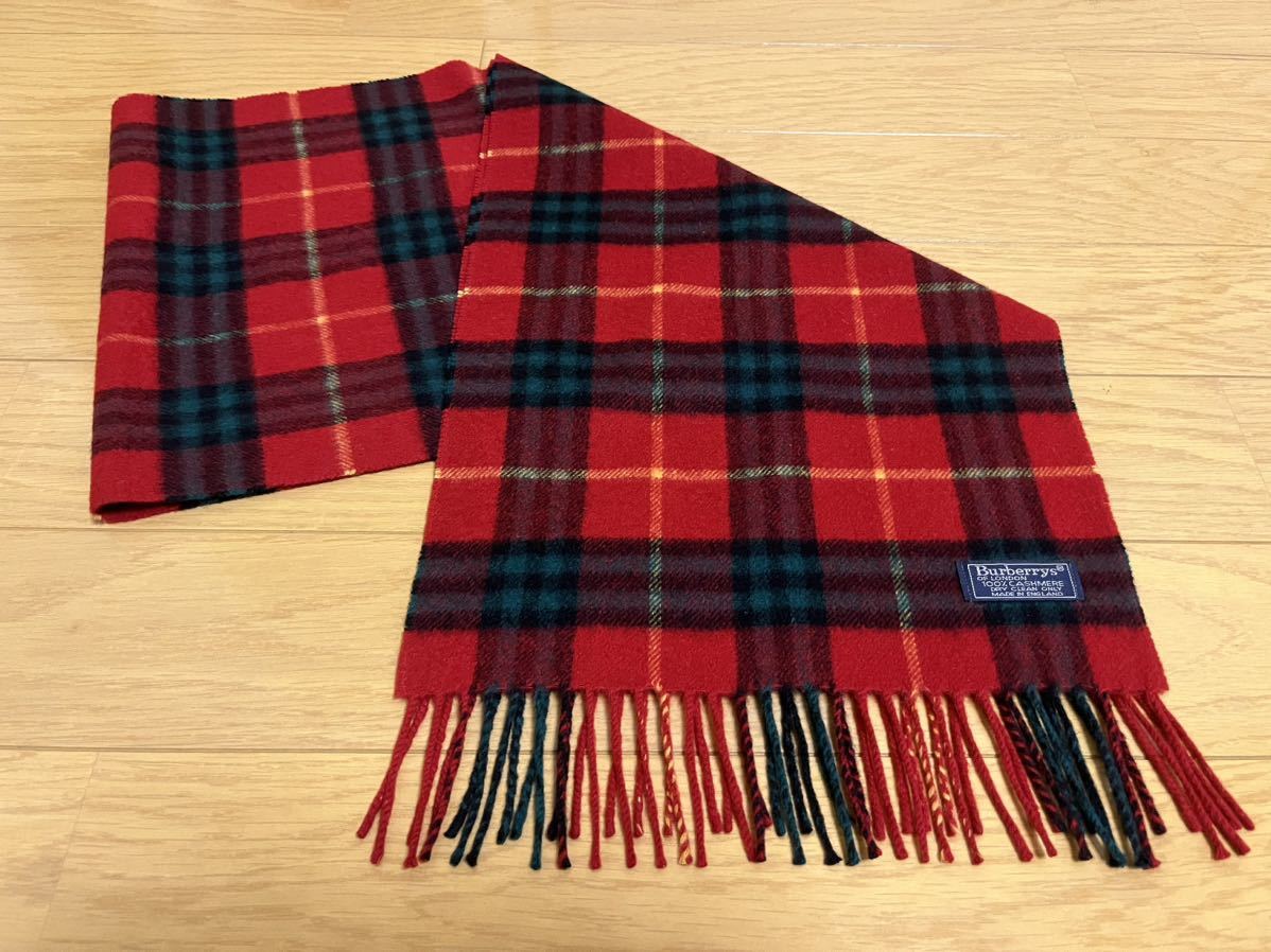 60%OFF BURBERRY バーバリー マフラー カシミア100% 赤系 美品