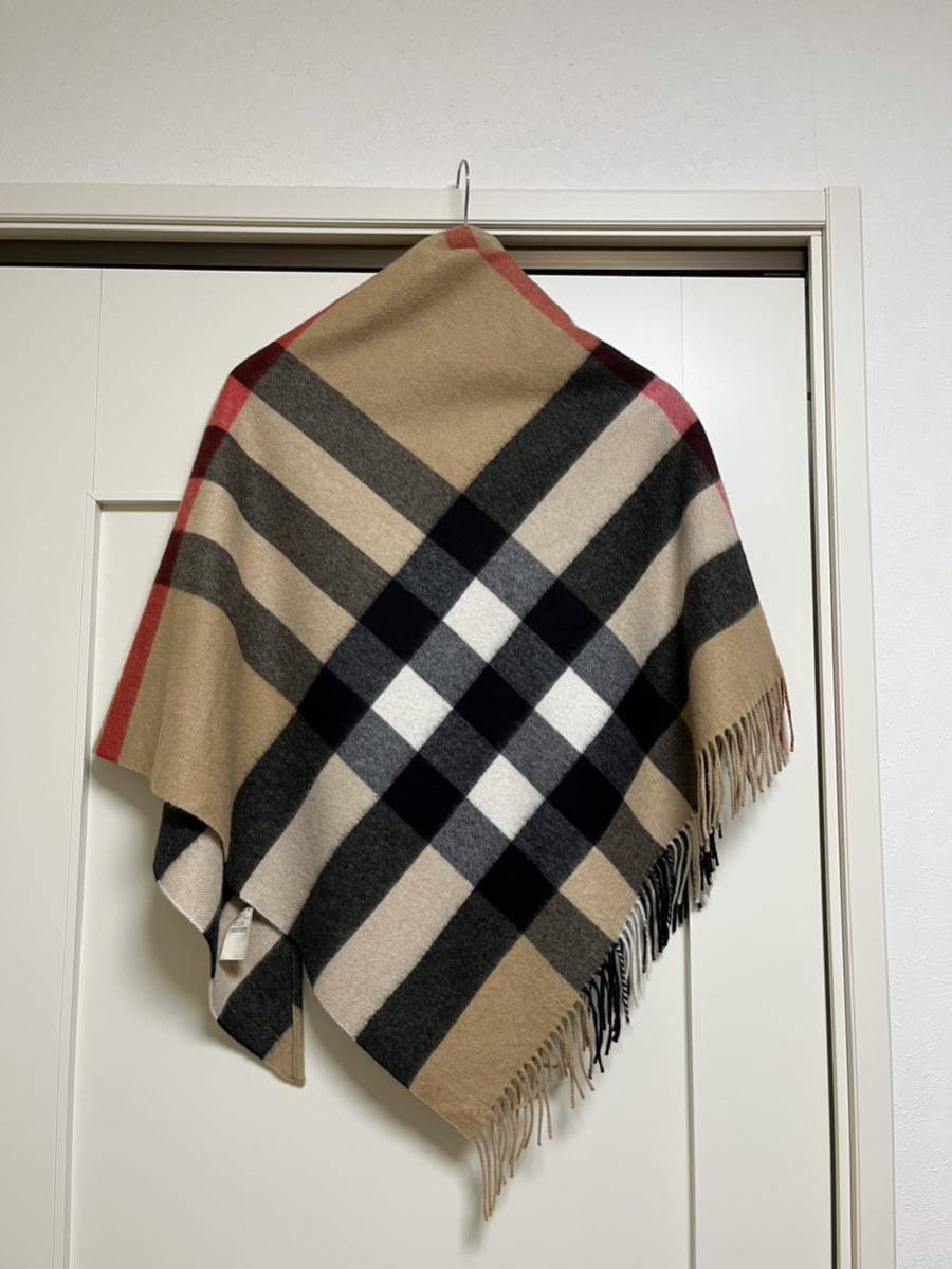 BURBERRY バーバリー マフラー カシミア100％ 三角スカーフ ポンチョ ショール キャメル 送料無料