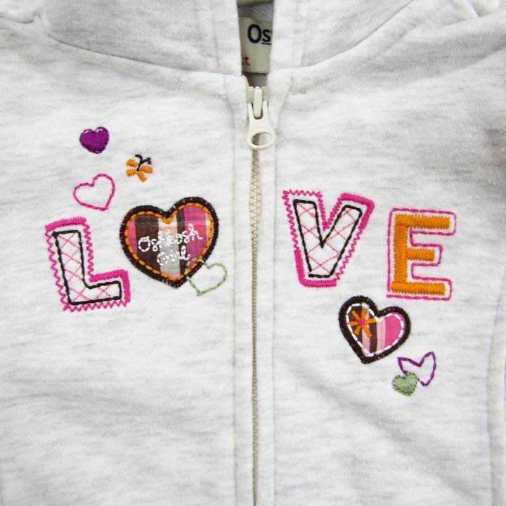 oshukoshu обратная сторона ворсистый тренировочный Zip жакет Heart вышивка внешний для девочки 80 размер светло-серый baby ребенок одежда OSHKOSH
